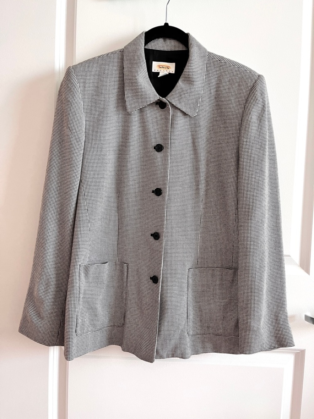 Talbots Tailored Houndstooth Button-Front Blazer Business Workwear 90s Vintage